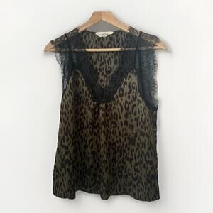 Love Stitch Leopard Print Laced Layered Silky Satin Career Flirty Cami Babydoll